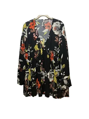 Free People Bella Floral Tunic / Mini Dress Bell Sleeves Womens size M Boho thumbnail 2