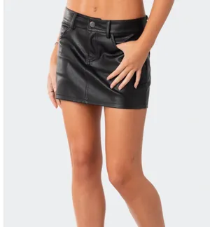 NWT! Dazy Black Faux Leather Mini Skirt - Sleek Women's Skirt Size XL NEW! thumbnail 8