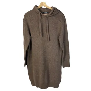 CAARA Coffee Brown‎ Jordanna Hoodie Knit Sweater Dress M thumbnail 2