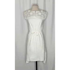 SEE BY CHLOÉ White Embroidered Lace Cutwork Yoked Knit Dress Solid Size Small thumbnail 2