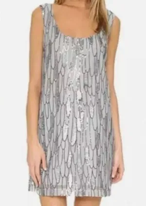 BB Dakota Sequin Shiny Silver Holiday Party Mini Dress Size S thumbnail 1
