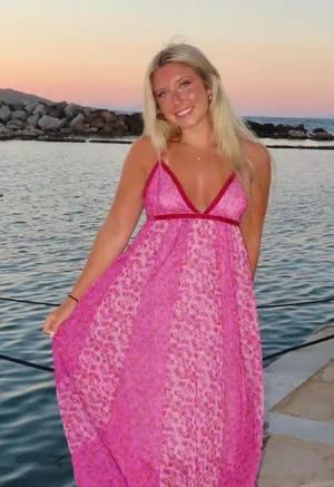 Pink maxi dress deep v neck thumbnail 1