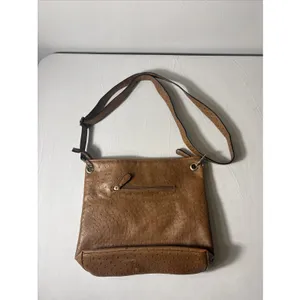Bueno‎ Faux Ostrich Leather Shoulder Bag Cognac Satchel Purse Crossbody thumbnail 6
