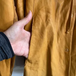 Transit Par Such Leather Jacket for Women Mustard Yellow Unlined Snap Tie Size 4 thumbnail 6
