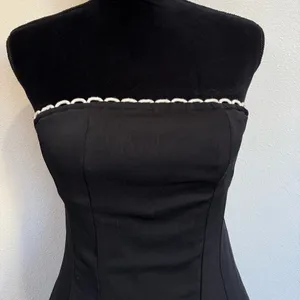 Musera Strapless Black & White Fit-and-Flare Dress | Size Small thumbnail 4