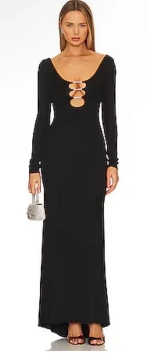 New! Alice + Olivia Kalena Plunge Crystal Jersey Cut Out Maxi Dress Sz‎ 8 $550 thumbnail 1