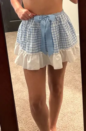 blue and white gingham skirt  thumbnail 1