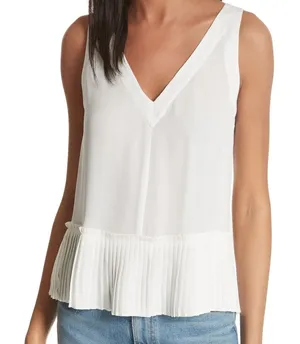 REBECCA TAYLOR Pleated‎ Silk Tank Top thumbnail 1