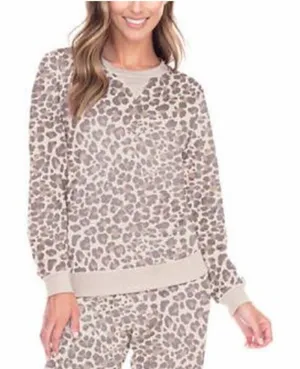 Honeydew Women's Size XL Velour Sweatshirt Natural Leopard Animal‎ Print Beige thumbnail 1