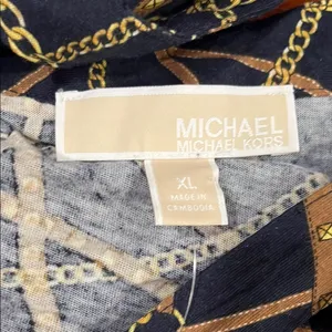 Michael Kors Blue Halter Tie Off the Shoulder Ruffle Blouse XL thumbnail 6