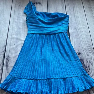 Amur Kelce Cobalt Blue Pleated Flounce Mini Dress thumbnail 13