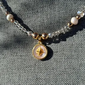 Handmade Elegant Freshwater Pearl and Gold tone Pendant Necklace thumbnail 2