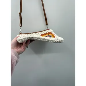 Earthbound Trading Crochet Granny Square Crossbody Bag Cream Boho Festival Purse thumbnail 7