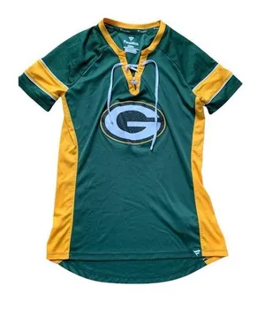 Green Bay Packers Fanatics Green/Gold Team Draft Me Lace-Up Raglan T-Shirt S thumbnail 1