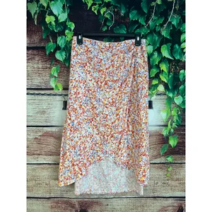 Free People Boutique Faux Wrap Midi Skirt 4th of July Patriotic Red White Blue Beachy Medium thumbnail 3