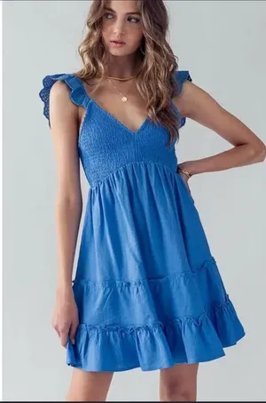 Love Tree ruffled linen sun dress thumbnail 1