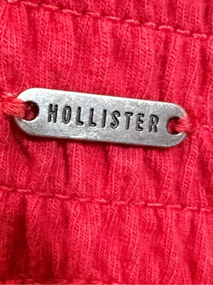 Hollister Bright Red Smocked Tie-Shoulder Crop Top thumbnail 3