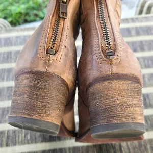 Joe's tan leather back zip booties with cutouts 6.5 thumbnail 7