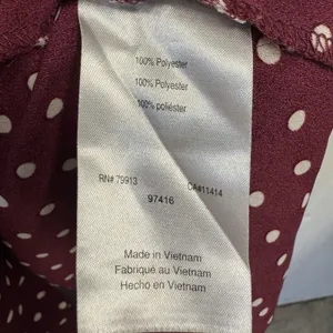 Motherhood Maternity Blouse Small Burgundy Polka Dot V-Neck Long Sleeve Top thumbnail 11
