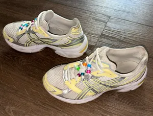ASICS Butter Yellow and Gray Mesh Lace-Up Sneakers thumbnail 1