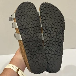 Birkie Birkenstock Florida 3 Strap Slip On‎ Sandal Silver Women's 7-7.5 EU 38 thumbnail 7