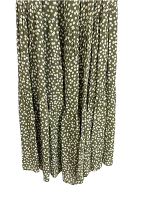 REFORMATION Kellie Maxi Tiered Dress Green Moiret Polka Dots Size 2 thumbnail 10
