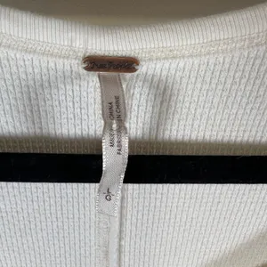 Free People Ivory Combo Henley Thermal Waffle Knit Crochet Cuff Top Large‎ Boho thumbnail 6
