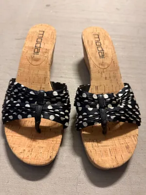 Moda Black & White Polka Dot Wedge Heels thumbnail 4