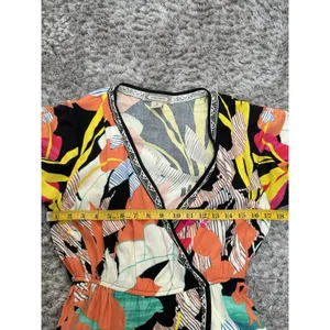 Flying Tomato Tropical Floral High Low Hem Midi Dress Plunge Neckline Size M thumbnail 14