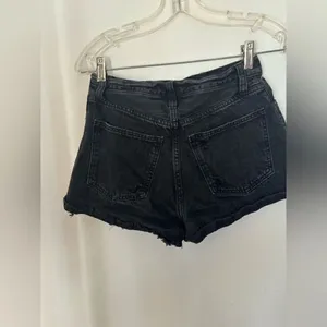 Abercrombie & Fitch Black Distressed Denim Shorts Button Fly Cotton thumbnail 8