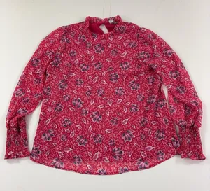 Joie Blouse Womens Medium Pink Floral Mock Neck Long Sleeve Chiffon Lined Top thumbnail 1
