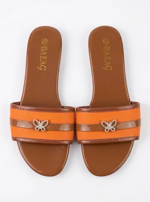 BAEAG Women's Orange Slide Sandals Size 9 thumbnail 2
