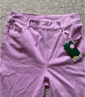 Halara kick crop pink stretch jeans  thumbnail 6