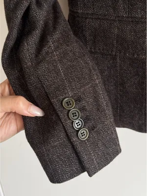 Max Studio Women’s 100% Pure Cashmere Plaid Blazer Jacket Brown Size 0 thumbnail 11