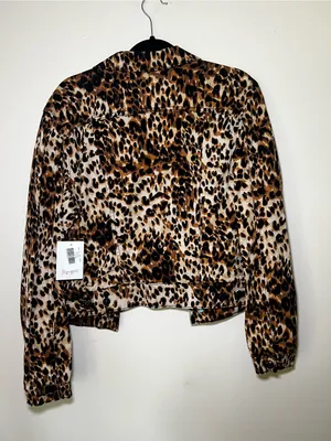 LuLaRoe Leopard Print Jean Jacket in Brown and Black thumbnail 4