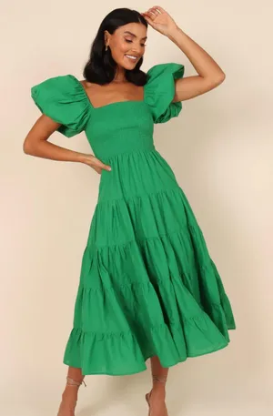 Petal and Pup Morgan Tiered Dress~Green thumbnail 1