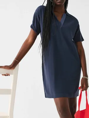 Faherty Women's Navy Blue Sunwashed Pique‎ Polo Dress Size Small thumbnail 1