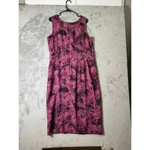 Vintage Y2K Soft Girl Pink Paisley Sheath Dress Feminine Cottagecore Retro Large thumbnail 3