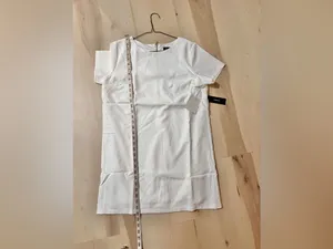 Lulus NWT Women Medium Ivory Shift Mini Dress Minimalist Quiet Luxury Clean Girl thumbnail 13