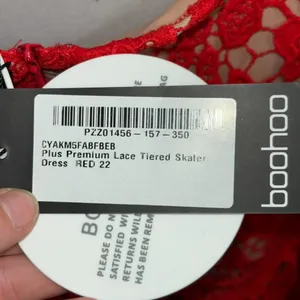 Boo-hoo plus premium lace tiered skater dress in red thumbnail 4