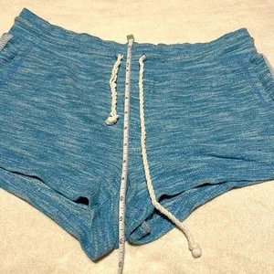 Aerie- Heather Blue Boho Cotton Shorts with Drawstring & Stripes- Size Medium thumbnail 5