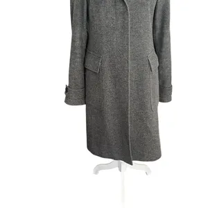 Burberry London Wool Cashmere Coat Gray Long Wrap Collar Back Belt UK 6 US 4 thumbnail 6