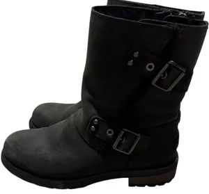 UGG Niels II Black Leather Suede Buckle Biker Boots 1095130 Womens Size 7 thumbnail 1