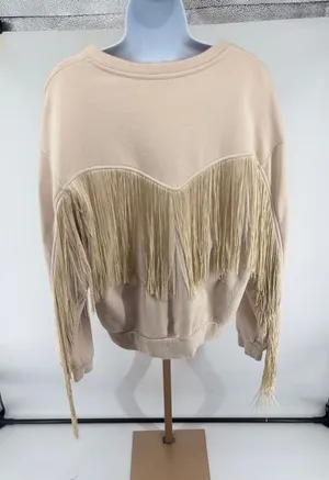 Levi's Pullover Sweatshirt Womens L Cream Fringe Classic Western Yoke Cowgirl thumbnail 1