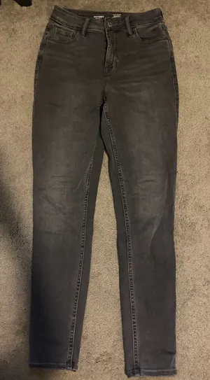 Old Navy light gray skinny high waisted jeans thumbnail 1