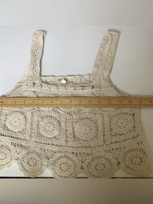 white crotchet Crop‎ cosstal cowgirl Tank Top size Medium summer festival thumbnail 2
