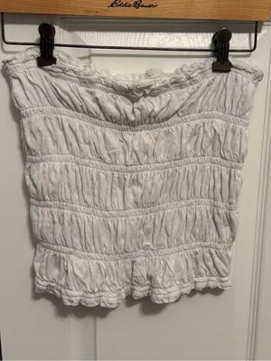 By Anthropologie Smocked Tube Top in White thumbnail 3