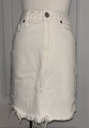 Abercrombie & Fitch White Distressed Skirt thumbnail 1