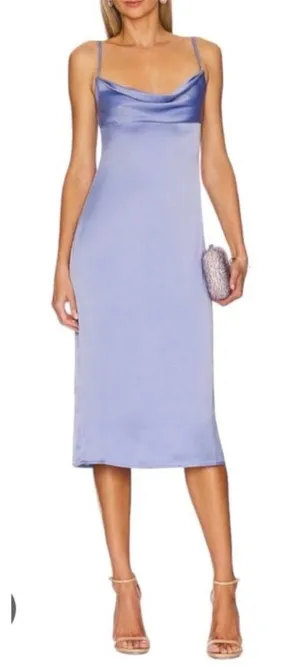 WeWoreWhat Slate Blue Cowl Satin Spaghetti Strap Midi Dress Size 2 thumbnail 1