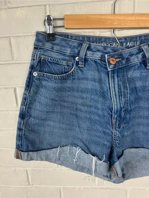 American Eagle Crossover Waist Highest Rise Denim Mom Shorts Size 6 thumbnail 6